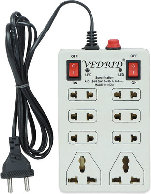 VEDRID 8+2 Universal Socket Mini Extension Cord 6 A Three Pin Socket