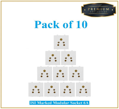 Sauran Pack of 10 Premium Quality 6amp Modular Socket (PRE23.3) 6 A Five Pin Socket