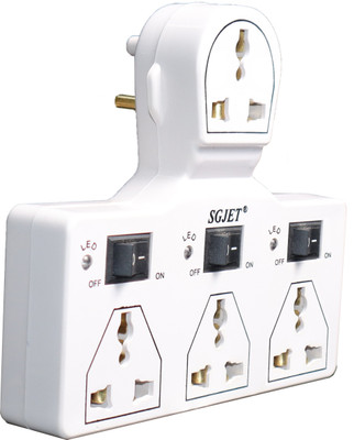 SGJET 4 UNIVERSAL SOCKET 3 SWITCH MULTI PLUG EXTENSION BOARD 4 Socket Extension Boards(White, 0 m)