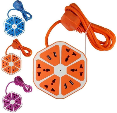 pentroclick Hexagon Socket Extension board with 4 USB 2.0Amp charging point 2 A Three Pin Socket