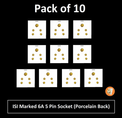 Sauran Pack of 10 6A 5 Pin Socket-Porcelain Back (EAP32.3) 6 A Five Pin Socket