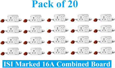 Sauran Pack of 20 16A Combined Extension Board (1 Socket And 1 Switch) With Wire ESP31 16 A Six Pin Socket