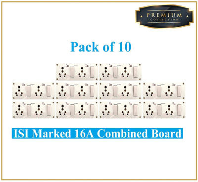 Sauran Pack of 10 Premium Quality 16A Combined Extension Board With Wire PRE87.3 16 A Six Pin Socket