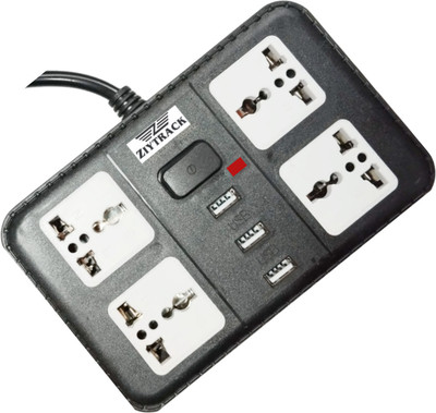 ZIYTRACK power Extension Cord 2500W Power Saving 4 AC Soket + 3USB Port with USB Charger 10 A Three Pin Socket