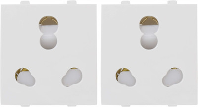 Sauran Pack of 2 Premium Quality 16amp Modular Socket (PRE21.1) 16 A Three Pin Socket