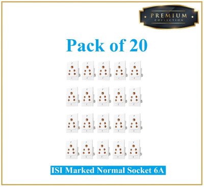Sauran Pack of 20 Premium Quality 6amp Normal Socket (PRE27.5) 6 A Five Pin Socket
