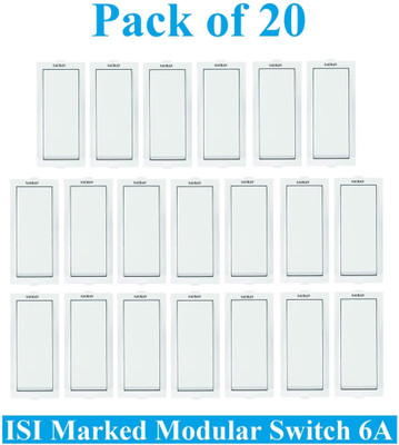 Sauran Pack of 20 Premium Quality 6amp Modular Switch (PRE18.4) 6 A One Way Electrical Switch(Pack of 20 Number of Switches - 20)
