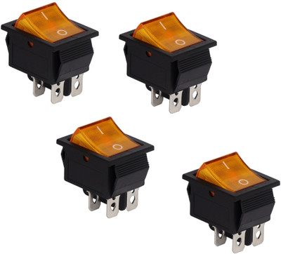 DECENT AIR SYSTEM KCD4 DPST 4Pin 2 Position Rocker Boat Switch (ORANGE) with Indicator Lights 16 A One Way Electrical Switch(Pack of 4 Number of Switches - 4)