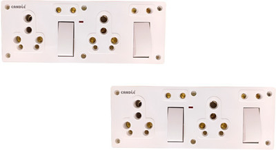 CANDLE Unbreakable 16amp. Switch+Socket+Indicator Combined Board 2+5 (PACK OF 2 PCS.) 16 A One Way Electrical Switch(Pack of 2 Number of Switches - 2)