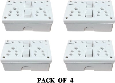 CANDLE Unbreakable 5amp 2 switch 4 outlets,Brass Contacts SS Combined With Back Cover 5 A One Way Electrical Switch(Pack of 4 Number of Switches - 2)