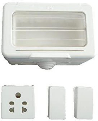 E-DAMEN C&Selectric Polyvinyl Chloride 4 Module Gang Box with 2 6A Switch & 1 6A Socket 6 A One Way Electrical Switch(Pack of 1 Number of Switches - 1)