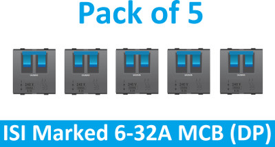 Sauran Black MCB (DP) 32 A One Way Electrical Switch(Pack of 1 Number of Switches - 5)