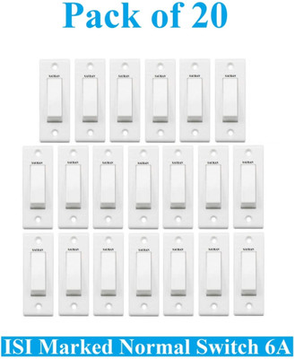 Sauran Pack of 20 Premium Quality 6amp Normal Switch (PRE10.4) 6 A One Way Electrical Switch(Pack of 20 Number of Switches - 20)