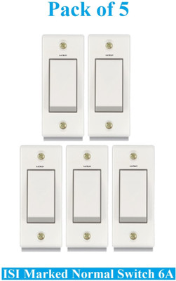 Sauran 6 A One Way Electrical Switch(Pack of 1 Number of Switches - 5)