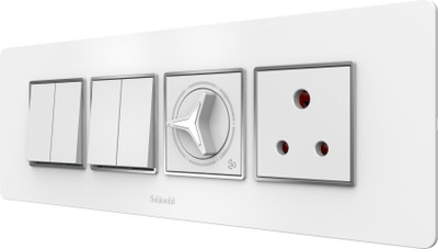 Goldmedal Air Aura 1M Switch(4N),2M Socket & 2M TriStar Fan Regulator with Cover Plate(Wh) 10 A One Way Electrical Switch(Pack of 1 Number of Switches - 6)