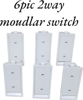 SARA flat modular switch 10 A Two Way Electrical Switch(Pack of 6 Number of Switches - 6)