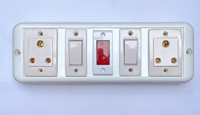 TOPSON Surface Gang Box,2 Socket 6Amp, 2 Switch 6amp (1way) & 1 Indicator, ISI Marked, 6 A One Way Electrical Switch(Pack of 1 Number of Switches - 2)