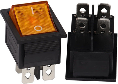 DECENT AIR SYSTEM KCD4 DPST 4Pin 2 Position Rocker Boat Switch with Indicator Lights (ORANGE) 16 A One Way Electrical Switch(Pack of 2 Number of Switches - 2)