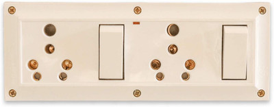 Smuf 16 Amp 2 Switch And 2 Socket With Indicator Combinor Box 16 A One Way Electrical Switch(Pack of 1 Number of Switches - 2)