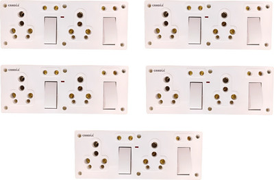CANDLE Unbreakable 16amp. Switch+Socket+Indicator Combined Board 2+5 (PACK OF 5 PCS.) 16 A One Way Electrical Switch(Pack of 4 Number of Switches - 2)