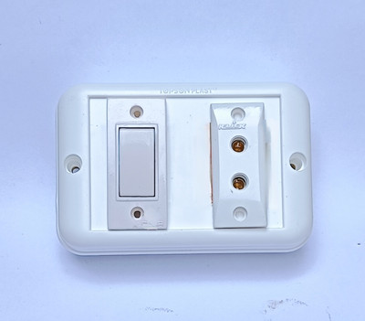 TOPSON Non Modular Box-2M With 1 Socket 6Amp + 1 Switch 6Amp, ISI Marked, 6 A One Way Electrical Switch(Pack of 1 Number of Switches - 1)