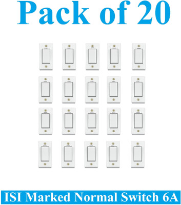 Sauran 6 A One Way Electrical Switch(Pack of 1 Number of Switches - 20)