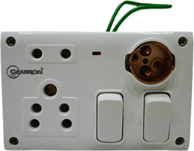 SS TRADER 5 Way Combined Box 2 Socket 2 Switch 1 Holder Full Complete Connection Wall Plate(White)