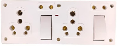 SS TRADER 2 SWITCH 4 SOCKET 2 INDICATOR 20 Amp. COMBINED WITH BOX Electrical Switch board Wall Plate(White)