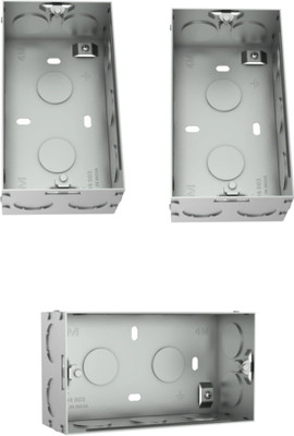 GM Modular GI Metal Concealed 4M Box (CM04003), Pack of 3 Pcs, Wall Plate(Steel)