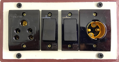 SS Traders Extension Board Electrical Switch Board with 1 Holder 1 Sockets and 2 Switches Wall Plate(White, Brown)