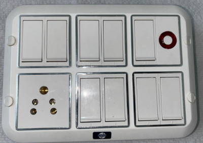 KHATRI KHATRI 12Modular Surface Gang Box Module WITH 9SOCKET,1SWITCH ,1 LED LIGHT Wall Plate(White)