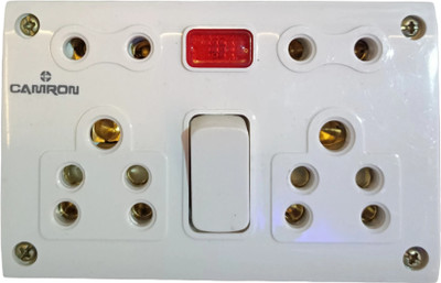 SS TRADER 1 SWITCH 4 SOCKET 1 INDICATOR 20 Amp. WITH BOX One Way Electrical Switch board Wall Plate(White)