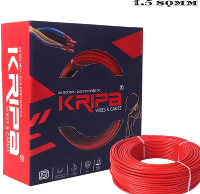 kripa 1.5 sqmm|FR PVC|Copper insulated |Lite Single Core| House Ftting Wire Gauge 10| 1.5 sq/mm Red 300 ft. Wire(Red)
