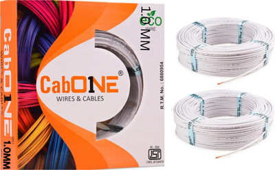 CabONE 1.0 sq/mm 90 MTR FR PVC Multi Strand Electrical Wire Cable Pack of-2 1 sq/mm White 300 ft. Wire(White)