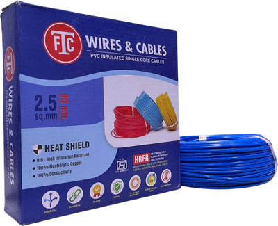 FTC Single Core Cable, PVC Insulated 2.5 sq/mm Blue 90 m Wire(Blue)