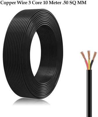 JELECTRICALS PVC 0.5 sq/mm Black 10 m Wire(Black)