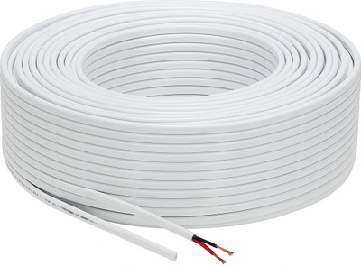 SUPER GEC 1.5mm CCS Copper 2 Core Flat Electric Wire | 64 Meter | 1100V FR PVC Insulated 1.5 sq/mm White 64 m Wire(White)