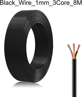 Electro Factory PVC 1 sq/mm Black 8 m Wire(Black)