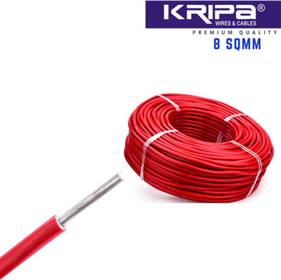 kripa 8 Sqmm Single Core Aluminium Wire Agriculture Electric Cable Heavy Load 90 MTR 8 sq/mm Red 300 ft. Wire(Red)