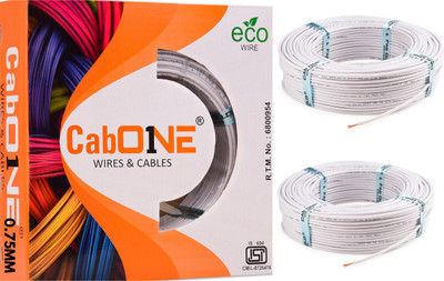 CabONE 0.75 sq/mm 90 MTR FR PVC Multi Strand Electrical Wire Cable Pack of-2 0.75 sq/mm White 300 ft. Wire(White)