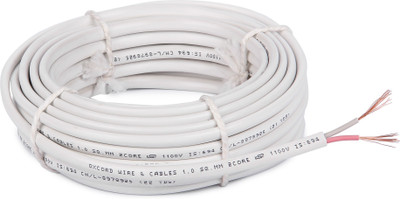 Oxcord Twin Flat 1 mm 2 Core Copper wire 45 feet 1 sq/mm White 45 ft. Wire(white)