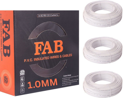 kripa FAB 1.0 MM 90 MTR FR PVC Insulated Copper wire Cable Pack OF-3 1 sq/mm White 90 m Wire(White)