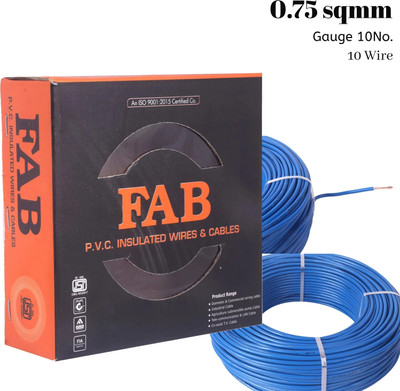 kripa FAB 0.75 mm FR PVC insulated Lite Single Core Copper Ftting Wire Cable 90M 0.75 sq/mm Blue 300 ft. Wire(Blue)