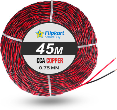 Flipkart SmartBuy 0.75mm CCA Copper 2 Core Flexible Electric Wire | 1100V FR PVC Insulated 0.75 sq/mm Red, Black 45 m Wire(Red & Black)