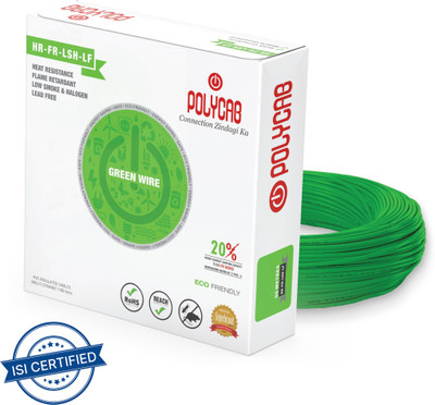 Polycab PVC 1.5 sq/mm Green 90 m Wire(Green)