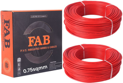 kripa FAB 0.75 MM 90 MTR FR PVC Insulated Copper wire Cable Pack OF-2 0.75 sq/mm Red 90 m Wire(Red)