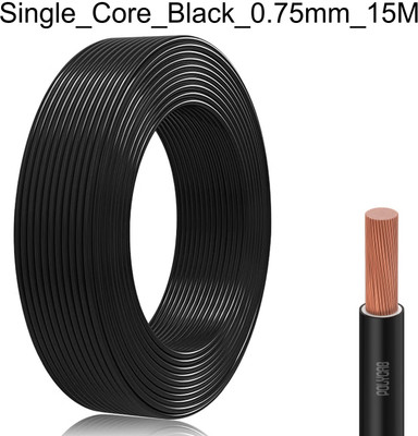 JELECTRICALS PVC 0.75 sq/mm Black 15 m Wire(Black)
