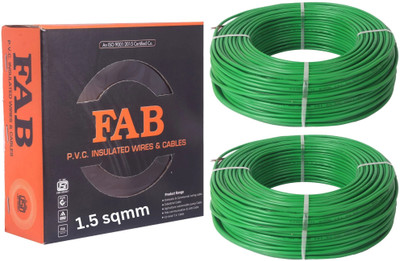 kripa FAB 1.5 MM 90 MTR FR PVC Insulated Copper wire Cable Pack OF-2 1.5 sq/mm Green 90 m Wire(Green)