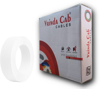 VrindaCab Multi Strand House Wiring Cable | FR PVC Insulated CCR Copper Wire 0.75 sq/mm White 90 m Wire(White)