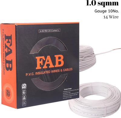 kripa FAB 1.0 sqmm FR PVC insulated Lite Single Core Copper Ftting Wire Cable 90M 1 sq/mm White 300 ft. Wire(White)